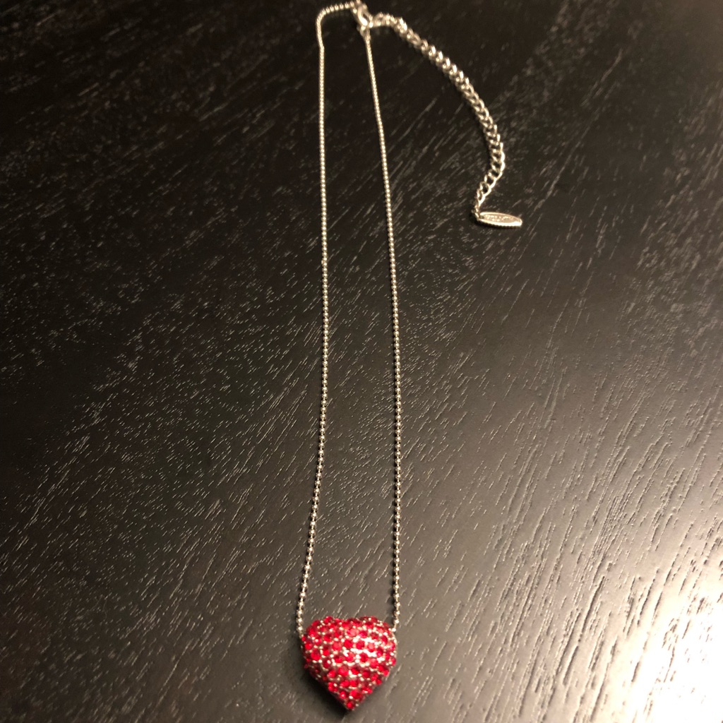 Vclm Silver-Tone Red Rhinestone Heart Necklace 8$